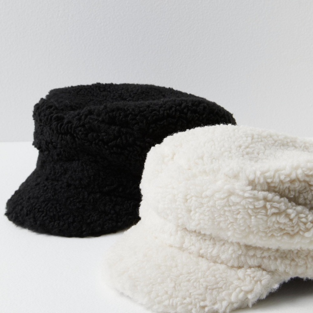 Free People Dandelion Teddy Lieutenant Black Hat NWOT